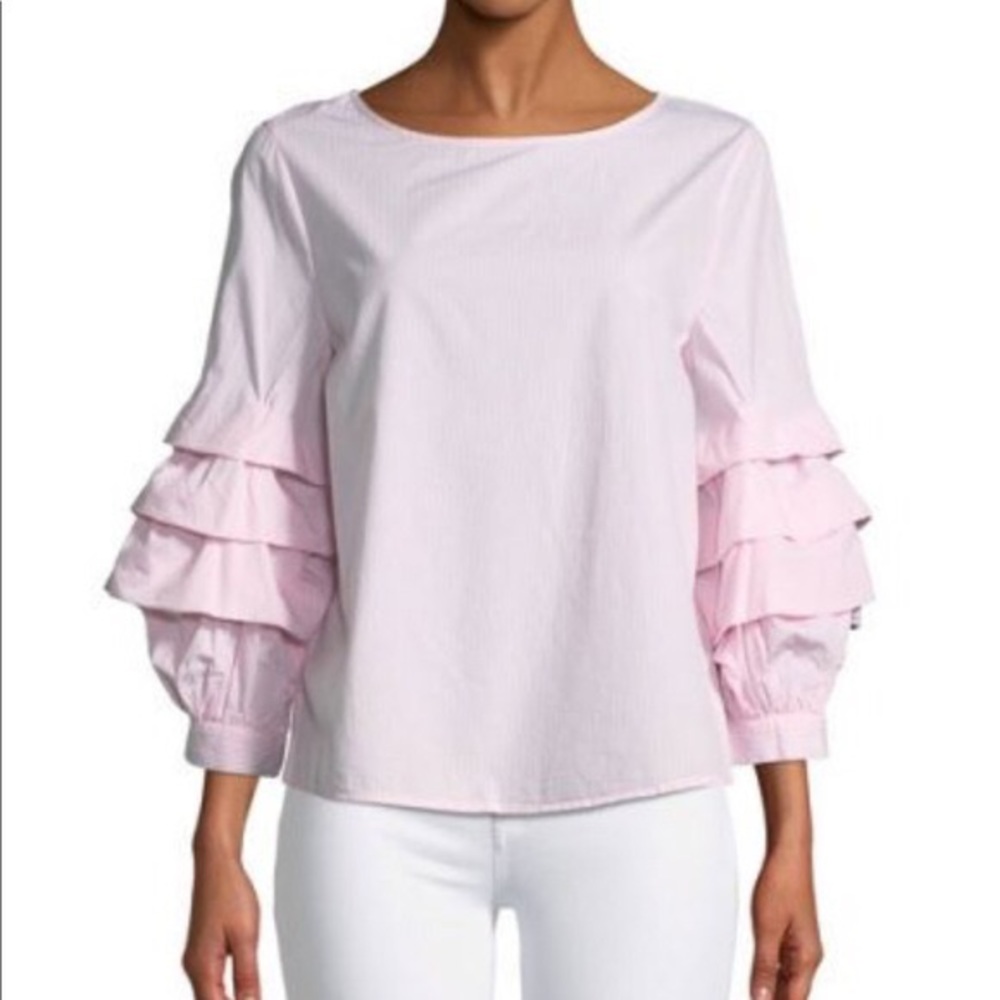 Sanctuary pink striped ruffle top